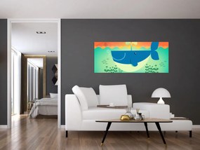 Tablou - Balenă veselă în mare (120x50 cm)