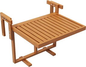 Outsunny Masă Suspendată de Exterior, Masă Reglabilă pentru Balustradă, Blat Suport cu Montare pe Perete, 68x65x40,5-55 cm, Tec | Aosom Romania