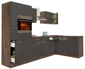 Mobilă de bucătărie de colț Yorki 310, corp din stejar Yorki, cu față antracit satinat