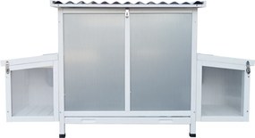 Coteţ pentru găini, alb/gri, brad, oţel galvanizat, ADRIO