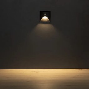 Kanlux 39130 - Aplică LED pentru trepte EXIN cu senzor, 2,5 W, 230 V, 3000 K, IP65, negru, pătrat
