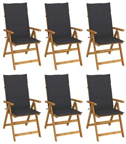vidaXL Scaune grădină pliabile, cu perne, 6 buc., lemn masiv de acacia