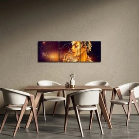 Tablou - Machiaj de aur (cu ceas) (90x30 cm)