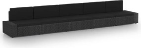 vidaXL Set mobilier de grădină, 5 piese, negru, poliratan