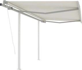 vidaXL Copertină retractabilă automat cu stâlpi, crem, 3,5x2,5 m