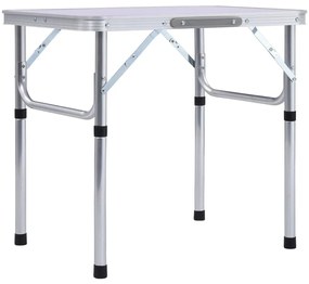 vidaXL Masă de camping pliabilă, alb, 60 x 45 cm, aluminiu