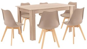 Set de masă Zara 6+1 bej-stejar Sonoma