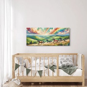 Tablou – Cai galopând prin peisaj (120x50 cm)
