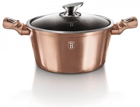 Oală marmorată cu capac 30 cm, 8 L Berlinger Haus BH 6194, Rose Gold Edition, antiaderentă și elegantă