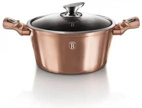 Oală marmorată cu capac 30 cm, 8 L Berlinger Haus BH 6194, Rose Gold Edition, antiaderentă și elegantă
