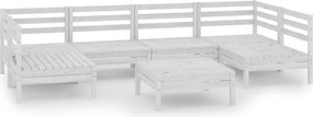 vidaXL Set mobilier de grădină, 7 piese, alb, lemn masiv de pin