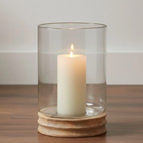 Lanterne decorativă din lemn de mango și sticlă Ø 26 cm, înălțime 41 cm