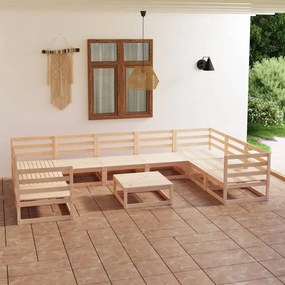3076264 vidaXL Set mobilier de grădină, 10 piese, lemn masiv de pin