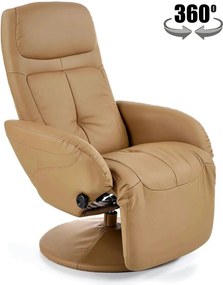 Fotoliu recliner OPTIMA, bej inchis, piele ecologica/metal, 77x80/139x