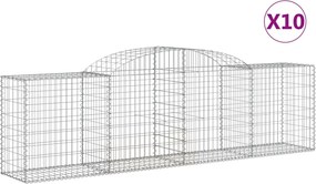 vidaXL Coșuri gabion arcuite 10 buc, 300x50x80/100 cm, fier galvanizat