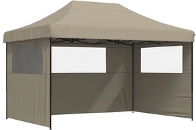 vidaXL Cort pliabil pentru petreceri cu 3 pereți laterali, gri taupe