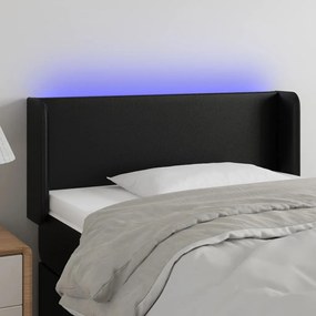 3123028 vidaXL Tăblie de pat cu LED, negru, 83x16x78/88 cm, piele ecologică