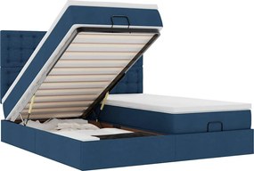 vidaXL Cadru de pat otoman cu saltele, țesătură albastră 200x200cm