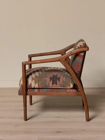 Fotoliu kilim din iută naturala și lână, cu structura din lemn de mango, 83×68×75 cm, „Ayaco"