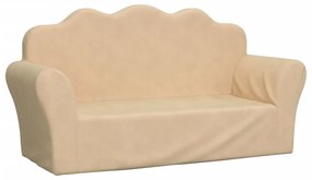 341866 vidaXL Canapea pentru copii cu 2 locuri, crem, pluș moale