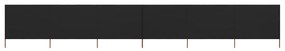 Paravan anti-vant cu 6 panouri, negru, 800 x 120 cm, textil Negru, 800 x 120 cm