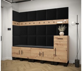 Set mobilier pentru hol Amanda 9 (Stejar artisan + Negru). 1085933