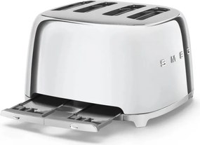 Prăjitor de pâine SMEG 50's Style TSF03SSEU, 2000 W, 4 felii, 6 niveluri, Tava pentru firimituri, Cablu integrat, Oțel inoxidabil, Argintiu