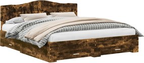 vidaXL Cadru de pat Stejar fumuriu 200 x 200 cm Lemn compozit