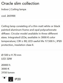 Lustra LED design modern geometric ORACLE SLIM PL D050 ROUND 3000K ON-OFF BK