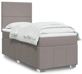vidaXL Pat box spring cu saltea, gri taupe, 100x200 cm, textil