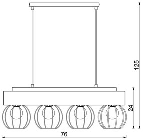 Lustră pe cablu MENTON 4xE27/15W/230V negru/maro