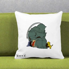 Perna Personalizata Fullmetal Alchemist Alphonse cu Pisici, 40x40 cm, Alba Mata, Husa Detasabila, Perna Inclusa, BEKZ®
