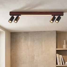 Brilagi - Spot LED SELE 4xGU10/30W/230V + LED/20W negru/decor stejar