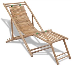 vidaXL Scaun pliabil de exterior, cu taburet, bambus