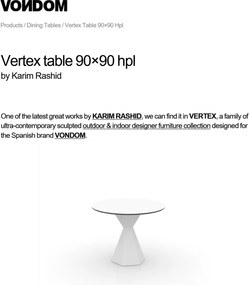 Masa de exterior / interior design modern premium VERTEX 90cm