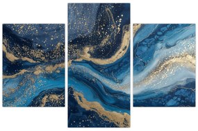 Tablou - Marmură abstractă albastru-aurie (90x60 cm)