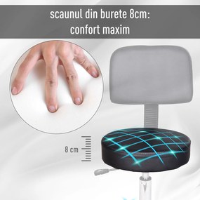 Scaun de Birou HOMCOM Rotativ, Ergonomic, Înălțime Ajustabilă, Piele Sintetică, 35x42-54cm, Negru | Aosom Romania