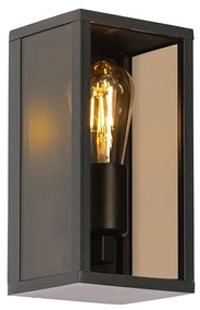 Lampă de perete exterioară neagră cu sticlă fumurie 26 cm IP44 - Charlois