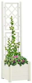 vidaXL Jardinieră de grădină cu spalier, alb, 43x43x142 cm, PP