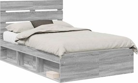 vidaXL Cadru de pat Gri Sonoma 120 x 200 cm Lemn de pin masiv
