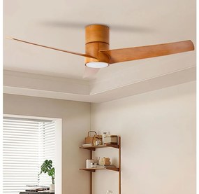 ZEVENTI - Ventilator de tavan LED BARROSA, 18W/230V, Wi-Fi Tuya, maro + telecomandă