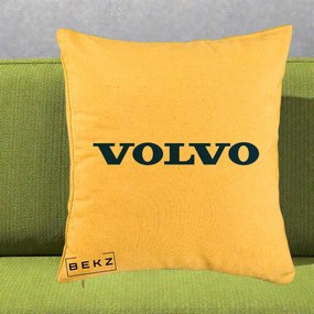 Perna Personalizata cu emblema Volvo, 40x40 cm, Galben, Husa Detasabila, Perna Inclusa, BEKZ®