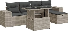 vidaXL Set canapele de grădină cu perne, 6 piese gri deschis poliratan