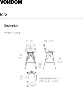 Set de 4 scaune de bar cu brate de exterior / interior design modern premium FAZ CHAIR counter 54165