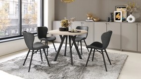 Mazzoni ALDO Bej/picioare negre - MASĂ ROTUNDĂ STIL LOFT PENTRU SALON/SUFRAGERIE EXTENSIBILĂ CU PICIOARE ÎN FORMĂ DE "Y"