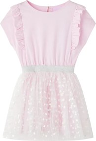 vidaXL Rochie copii volane, roz deschis, 128