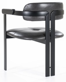 Scaun Morris din piele si metal negru