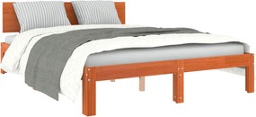 vidaXL Cadru de pat Maroniu cerat 135 x 190 cm Lemn de pin masiv