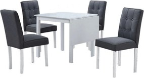 Set masa extensibila cu 4 scaune BJORK NEW, alb/gri inchis, stofa clas
