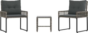 vidaXL Set de Mobilier pentru Exterior cu pernă 3 pcs Gri